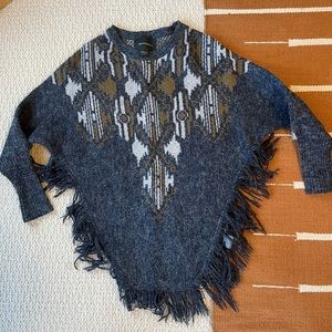 Boho poncho style sweater